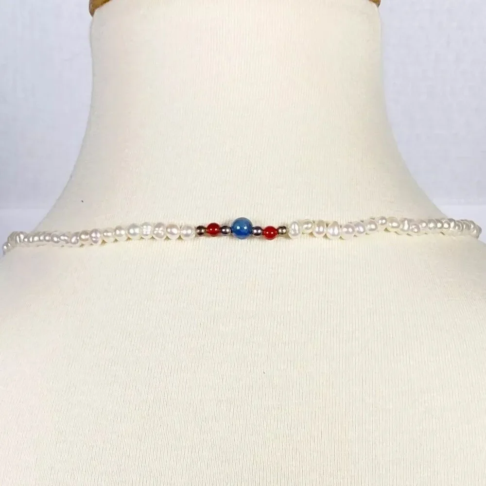 Freshwater Pearl Necklace Single Strand Layering Minimalist Beaded Artisan 28